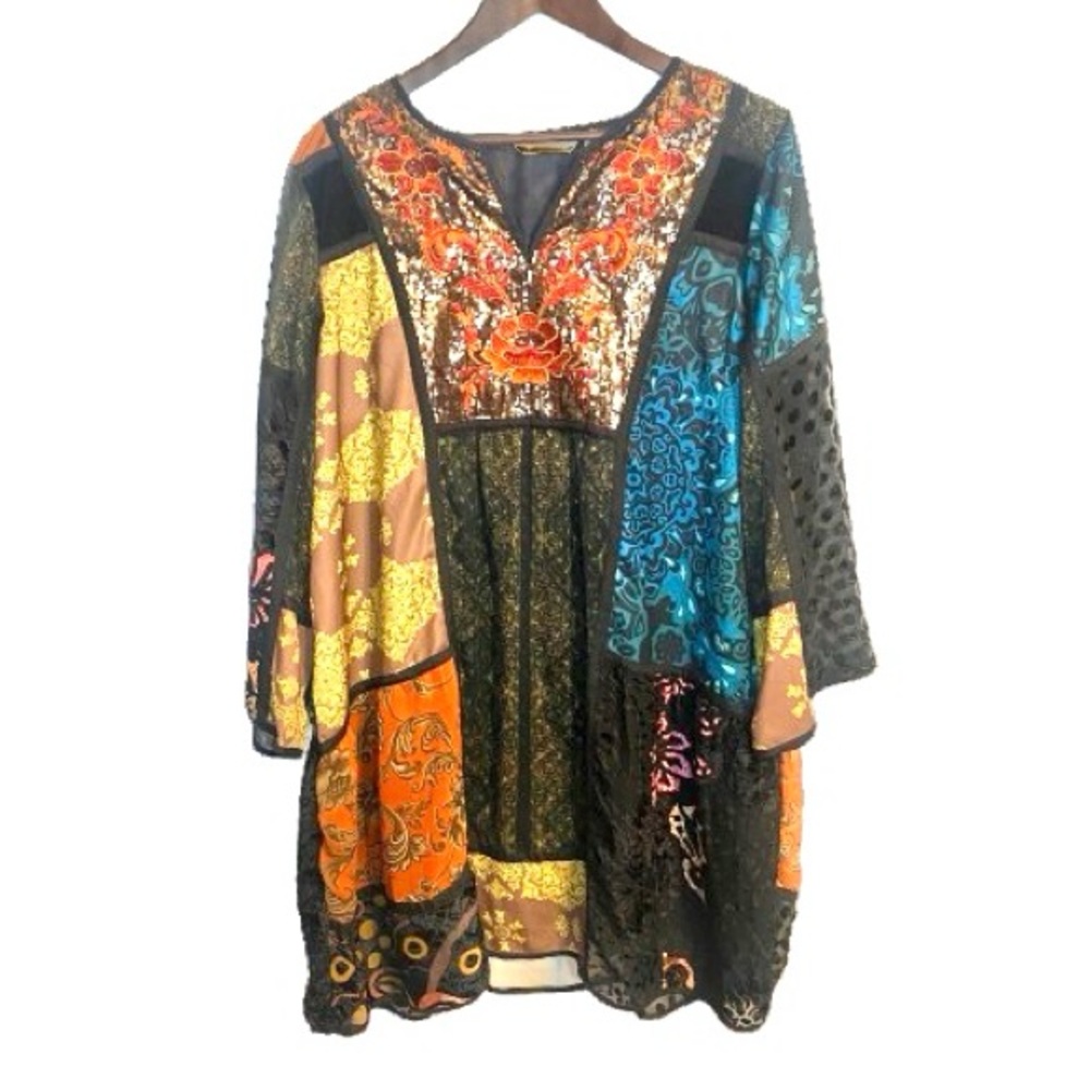 Soft Surroundings Boho Patchwork Tunic Dress With… - image 1